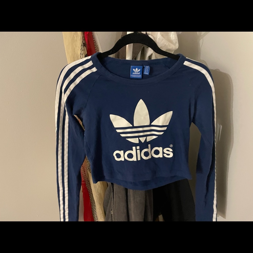 Womens Adidas Crop Top Long Sleeve